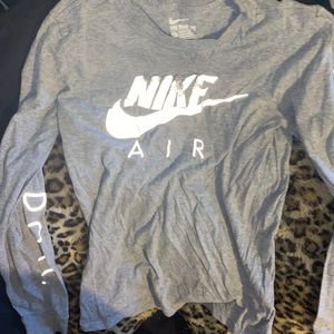 reflective ink grey size s (but fits like m) nike “just do it” long sleeve tee